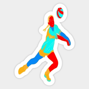 COLORFUL SURREAL RETRO NEON GIRL VOLLEYBALL PLAYER Sticker